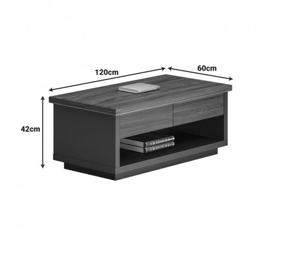 Τραπέζι γραφείου επαγγελματικό Oscar σε καρυδί-ανθρακί απόχρωση 120x60x42εκ Υλικό: MELAMINE 246-000031