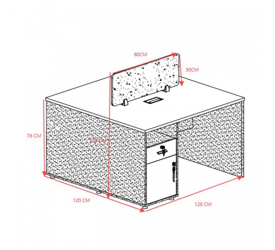 Γραφείο εργασίας επαγγελματικό 2 θέσεων Dakota σε καρυδί-ανθρακί απόχρωση 120x120x76εκ Υλικό: MELAMINE 246-000033