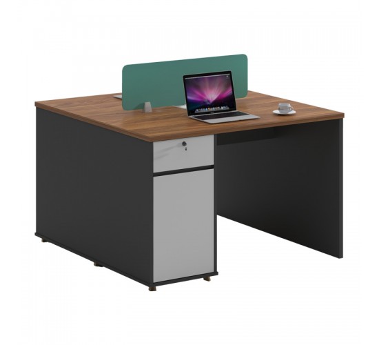 Γραφείο εργασίας επαγγελματικό 2 θέσεων Dakota σε καρυδί-ανθρακί απόχρωση 120x120x76εκ Υλικό: MELAMINE 246-000033
