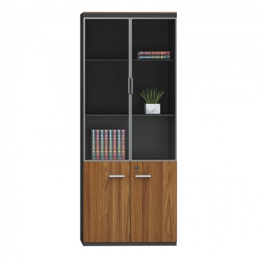 Ντουλάπες γραφείου επαγγελματικές Oscar καρυδί-ανθρακί 160x40x200εκ Υλικό: MELAMINE - GLASS 246-000034