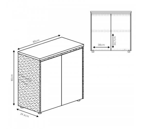 Ντουλάπια γραφείου χαμηλά επαγγελματικά Oscar καρυδί-ανθρακί 160x40x80εκ Υλικό: MELAMINE 246-000039