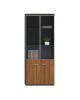 Ντουλάπες γραφείου επαγγελματικές Oscar καρυδί-ανθρακί 200x40x200εκ Υλικό: MELAMINE - GLASS 246-000042