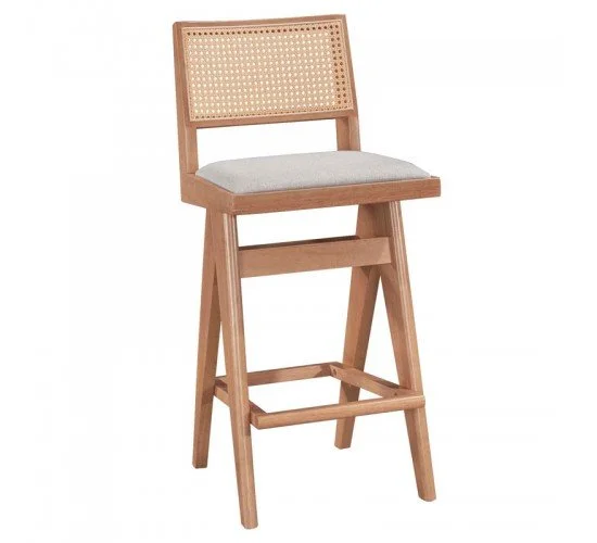 Σκαμπό bar Winslow ξύλο rubberwood ανοικτό καρυδί-pvc rattan φυσικό-ύφασμα γκρι Υλικό: RUBBERWOOD - PVC RATTAN - FABRIC - FOAM 247-000007 Σκαμπό bar Winslow ξύλο rubberwood ανοικτό καρυδί-pvc rattan φυσικό-ύφασμα γκρι Υλικό: RUBBERWOOD - PVC RATTAN - FABRIC - FOAM 247-000007