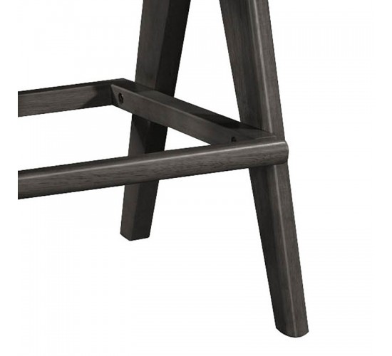 Σκαμπό bar Winslow ξύλο rubberwood μαύρο-pvc rattan φυσικό-ύφασμα γκρι 44.5x46x98εκ Υλικό: RUBBERWOOD - PVC  RATTAN - FABRIC - FOAM 247-000008