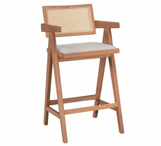 Σκαμπό bar με μπράτσα Winslow ξύλο rubberwood ανοικτό καρυδί-pvc rattan φυσικό-ύφασμα γκρι Υλικό: RUBBERWOOD - PVC RATTAN - FABRIC - FOAM 247-000009 Σκαμπό bar με μπράτσα Winslow ξύλο rubberwood ανοικτό καρυδί-pvc rattan φυσικό-ύφασμα γκρι Υλικό: RUBBERWOOD - PVC RATTAN - FABRIC - FOAM 247-000009
