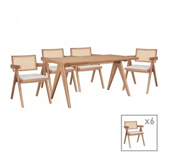 Τραπεζαρία Winslow Ι σετ 7τεμ ξύλο rubberwood ανοιχτό καρυδί 160x85x75εκ Υλικό: RUBBERWOOD - PVC RATTAN - FABRIC - FOAM 247-000014 Τραπεζαρία Winslow Ι σετ 7τεμ ξύλο rubberwood ανοιχτό καρυδί 160x85x75εκ Υλικό: RUBBERWOOD - PVC RATTAN - FABRIC - FOAM 247-000014