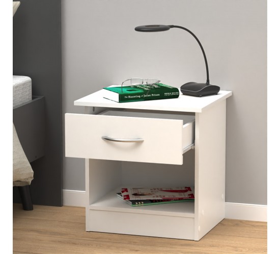Κομοδίνο Kona σε λευκή απόχρωση 40x34x42εκ Υλικό: CLIPBOARD WITH MELAMINE 248-000028 Κομοδίνο Kona σε λευκή απόχρωση 40x34x42εκ Υλικό: CLIPBOARD WITH MELAMINE 248-000028