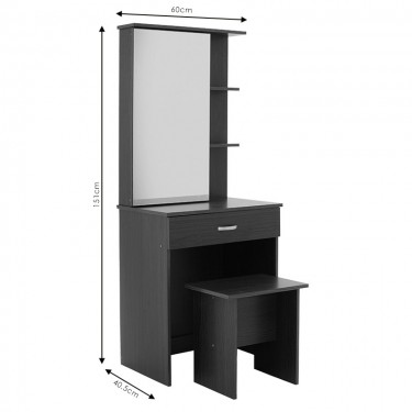 Τουαλέτα κρεβατοκάμαρας Zelia με καθρέπτη και σκαμπό χρώμα wenge eo 60x40.5x151εκ Υλικό: PARTICLE BOARD 249-000027