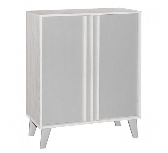 Παπουτσοθήκη-ντουλάπι Milana χρώμα λευκό sm-γκρι 74x38x95εκ Υλικό: PARTICLE BOARD 249-000036