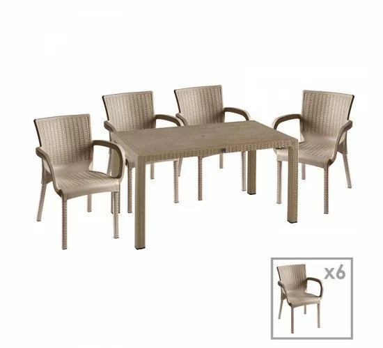 Τραπεζαρία κήπου Explore-Festive σετ 7τεμ PP cappuccino 150x90x73,5εκ. Υλικό: PP 253-000066 Τραπεζαρία κήπου Explore-Festive σετ 7τεμ PP cappuccino 150x90x73,5εκ. Υλικό: PP 253-000066