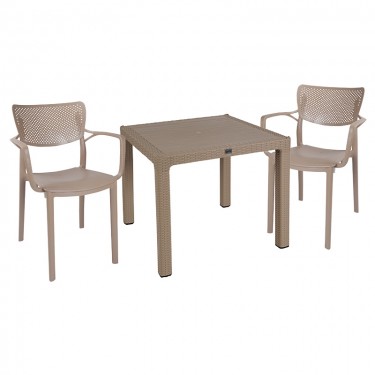 Τραπεζαρία Explore-Frontline σετ 3τεμ PP cappuccino 90x90x73,5εκ Υλικό: PP 253-000074