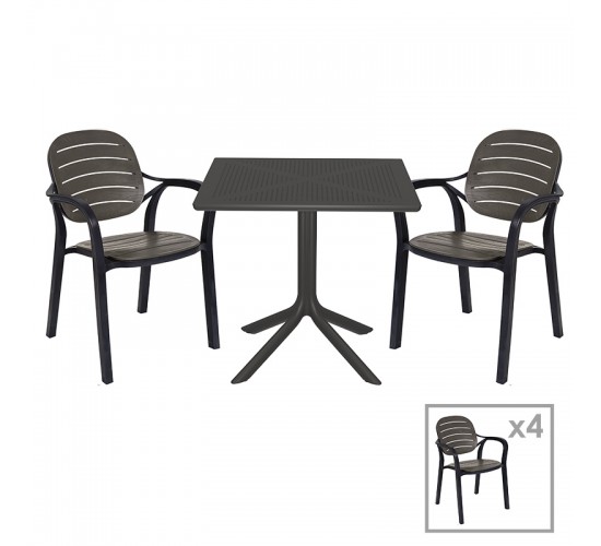 Τραπεζαρία Groovy-Gentle σετ 5τεμ PP ανθρακί 80x80x74,5εκ. Υλικό: PP 253-000088 Τραπεζαρία Groovy-Gentle σετ 5τεμ PP ανθρακί 80x80x74,5εκ. Υλικό: PP 253-000088