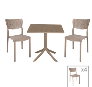 Τραπεζαρία Icon-Ignite σετ 5τεμ PP σε cappuccino απόχρωση Υλικό: PP 253-000094