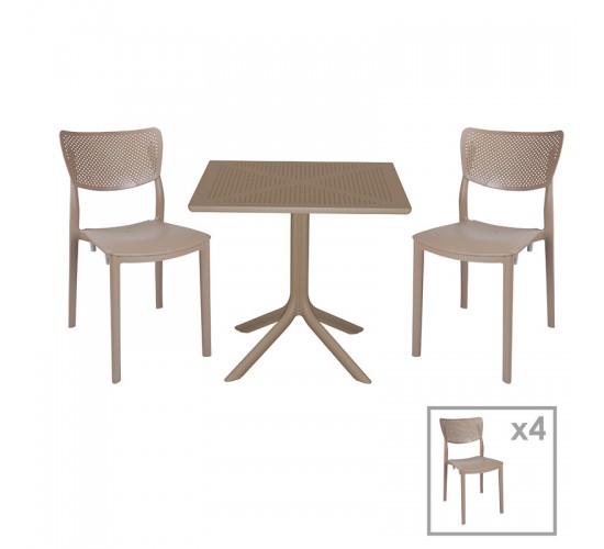 Τραπεζαρία Groovy-Ignite σετ 5τεμ PP cappuccino 80x80x74,5εκ. Υλικό: PP 253-000094 Τραπεζαρία Groovy-Ignite σετ 5τεμ PP cappuccino 80x80x74,5εκ. Υλικό: PP 253-000094