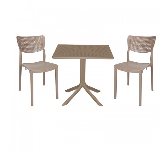 Τραπεζαρία Groovy-Ignite σετ 3τεμ PP cappuccino 80x80x74,5εκ. Υλικό: PP 253-000095 Τραπεζαρία Groovy-Ignite σετ 3τεμ PP cappuccino 80x80x74,5εκ. Υλικό: PP 253-000095
