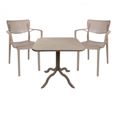 Τραπεζαρία Icon-Frontline σετ 3τεμ PP σε cappuccino απόχρωση Υλικό: PP 253-000097