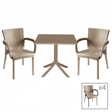 Τραπεζαρία Icon-Festive σετ 5τεμ PP σε cappuccino απόχρωση Υλικό: PP 253-000101