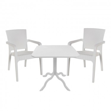 Τραπεζαρία Icon-Halcyon σετ 3τεμ PP σε λευκή απόχρωση Υλικό: PP 253-000104