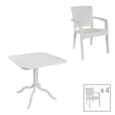 Τραπεζαρία Icon-Halcyon σετ 5τεμ PP σε λευκή απόχρωση Υλικό: PP 253-000105