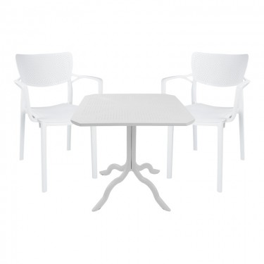 Τραπεζαρία Icon-Fontline σετ 3τεμ PP σε λευκή απόχρωση Υλικό: PP 253-000108