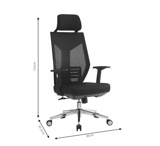 Καρέκλα γραφείου διευθυντή Commend ύφασμα mesh μαύρο Υλικό: METAL - MESH FABRIC - PP - 6CM FOAM SEAT FROM PLYWOOD 254-000003