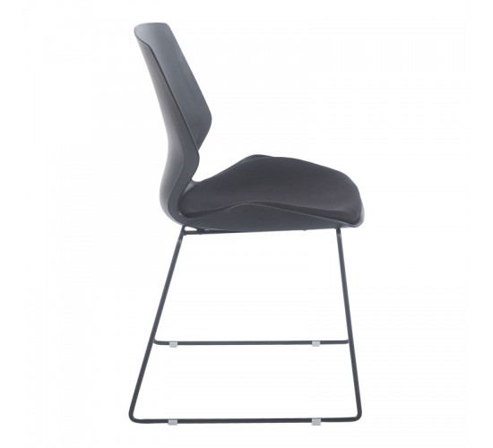 Καρέκλα επισκέπτη Genuine PP-PU σε μαύρη απόχρωση με μαξιλάρι 47x52x85εκ Υλικό: PP  - PU - METAL 254-000015