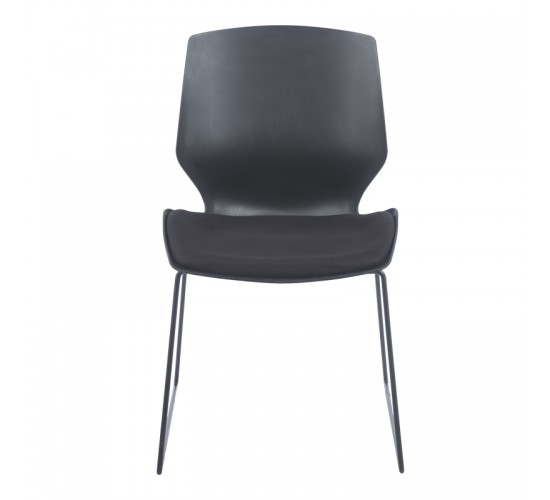 Καρέκλα επισκέπτη Genuine PP-PU σε μαύρη απόχρωση με μαξιλάρι 47x52x85εκ Υλικό: PP  - PU - METAL 254-000015