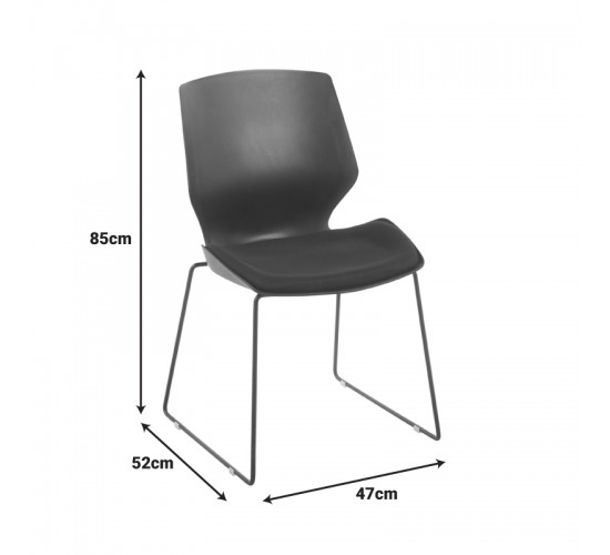 Καρέκλα επισκέπτη Genuine PP-PU σε μαύρη απόχρωση με μαξιλάρι 47x52x85εκ Υλικό: PP  - PU - METAL 254-000015