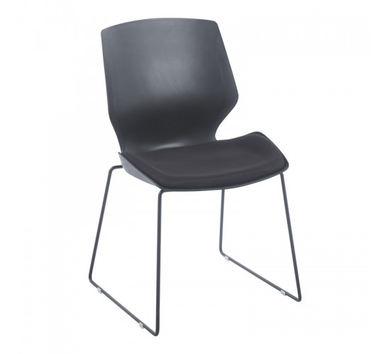 Καρέκλα επισκέπτη Genuine PP-PU σε μαύρη απόχρωση με μαξιλάρι 47x52x85εκ Υλικό: PP  - PU - METAL 254-000015