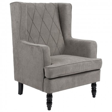 Πολυθρόνα - μπερζέρα Efficient ύφασμα γκρι-μαύρο 72x97x100εκ Υλικό: FABRIC 255-000018