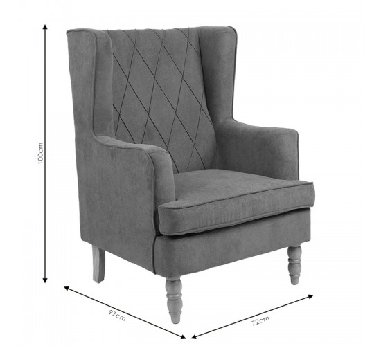 Πολυθρόνα - μπερζέρα Efficient ύφασμα γκρι-μαύρο 72x97x100εκ Υλικό: FABRIC 255-000018