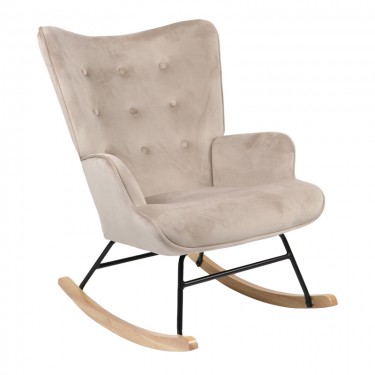 Κουνιστή πολυθρόνα Georgia βελούδο μπεζ-φυσικό 75x71x95εκ Υλικό: VELVET  - METAL -WOOD 255-000028