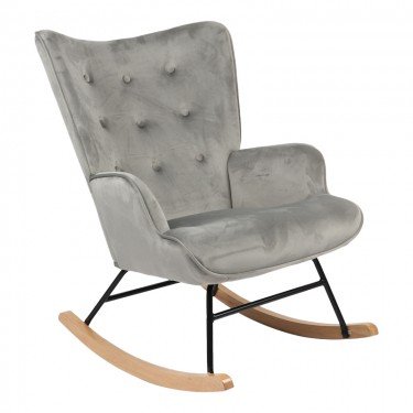 Κουνιστή πολυθρόνα Georgia βελούδο γκρι-φυσικό 75x71x95εκ Υλικό: VELVET - METAL - WOOD 255-000029