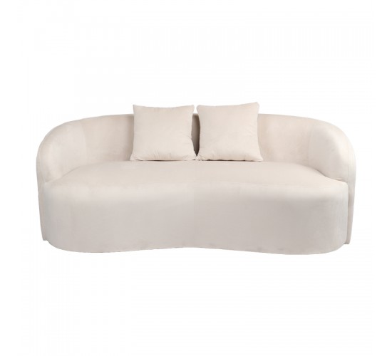 Καναπές 2θέσιος Raini με μαξιλάρια κρεμ βελούδο 178x82x68εκ Υλικό: VELVET-WOOD 255-000059