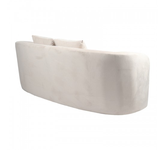 Καναπές 2θέσιος Raini με μαξιλάρια κρεμ βελούδο 178x82x68εκ Υλικό: VELVET-WOOD 255-000059