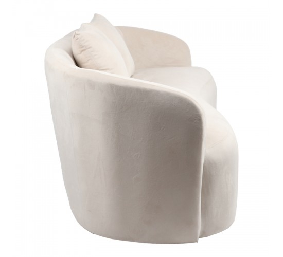 Καναπές 2θέσιος Raini με μαξιλάρια κρεμ βελούδο 178x82x68εκ Υλικό: VELVET-WOOD 255-000059