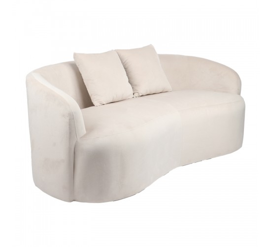 Καναπές 2θέσιος Raini με μαξιλάρια κρεμ βελούδο 178x82x68εκ Υλικό: VELVET-WOOD 255-000059