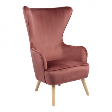 Μπερζέρα Byfon σάπιο μήλο βελούδο-πόδι rubberwood σε φυσική απόχρωση 76x83x117εκ Υλικό: VELVET-STEEL-WOOD 255-000061