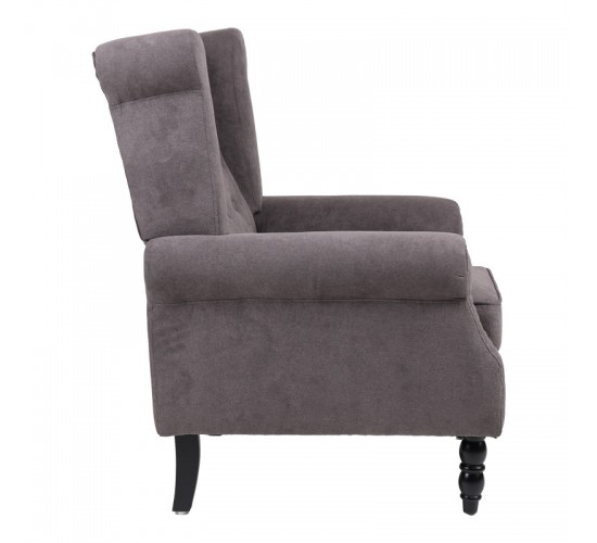 Πολυθρόνα Piore ανθρακί ύφασμα και πόδι rubberwood σε μαύρη απόχρωση 77x80x106εκ Υλικό: FABRIC - WOOD 255-000070