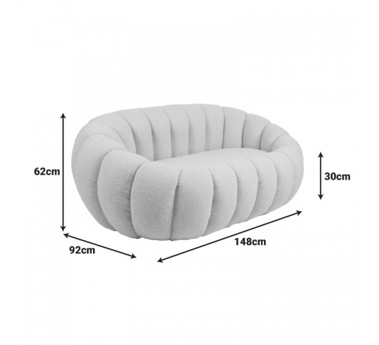 Καναπές 2θέσιος Yannick μπουκλέ ύφασμα σε μπεζ απόχρωση 148x92x62εκ Υλικό: TEDDY FABRIC 255-000073