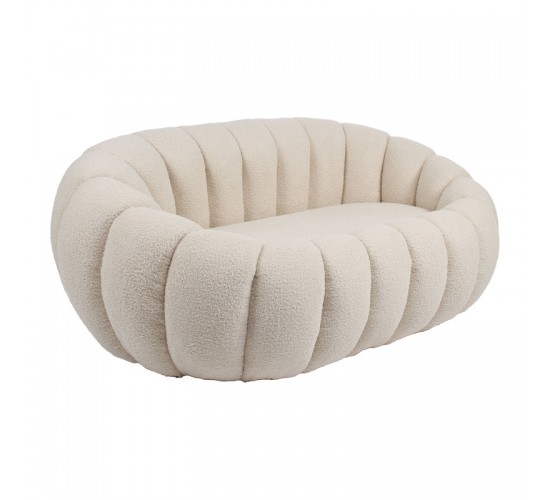 Καναπές 2θέσιος Yannick μπουκλέ ύφασμα σε μπεζ απόχρωση 148x92x62εκ Υλικό: TEDDY FABRIC 255-000073