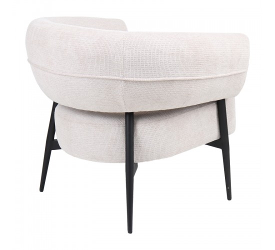 Πολυθρόνα Penfel ύφασμα σε κρεμ απόχρωση με πόδι μαύρο μέταλλο 85x72x73εκ Υλικό: FABRIC  - STEEL - WOODEN FRAME 255-000074