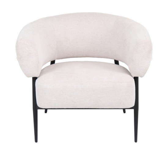 Πολυθρόνα Penfel ύφασμα σε κρεμ απόχρωση με πόδι μαύρο μέταλλο 85x72x73εκ Υλικό: FABRIC  - STEEL - WOODEN FRAME 255-000074