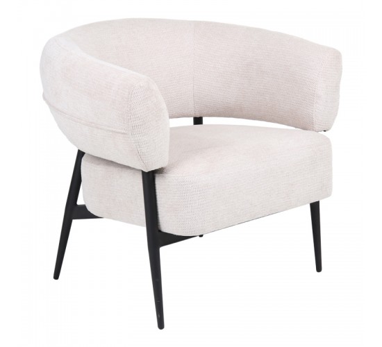 Πολυθρόνα Penfel ύφασμα σε κρεμ απόχρωση με πόδι μαύρο μέταλλο 85x72x73εκ Υλικό: FABRIC  - STEEL - WOODEN FRAME 255-000074
