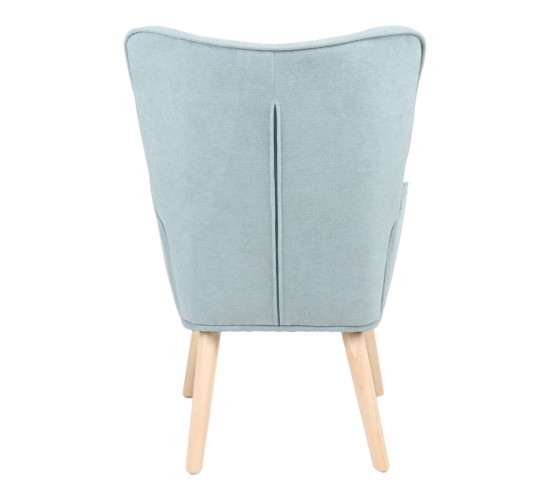 Πολυθρόνα με υποπόδιο Melisia βεραμάν ύφασμα και ξύλινο πόδι σε φυσική απόχρωση 59x67x94εκ Υλικό: FABRIC - WOOD 255-000078