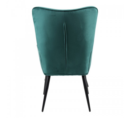 Πολυθρόνα με υποπόδιο Siella κυπαρισσί βελούδο και μαύρο μέταλλο πόδι 59x67x94εκ Υλικό: VELVET - STEEL 255-000080