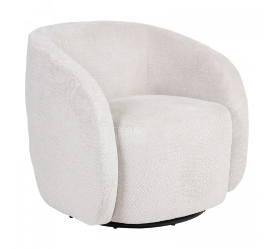 Πολυθρόνα Barrelo περιστρεφόμενη με κρεμ ύφασμα 77x72x69εκ Υλικό: FABRIC - WOODEN FRAME 255-000082
