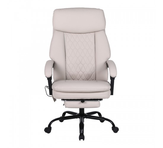 Καρέκλα γραφείου διευθυντή Sedici με μηχανισμό massage- pu μπεζ-εκρού 72x63x115-123εκ Υλικό: MESH - PVC - PU 256-000016