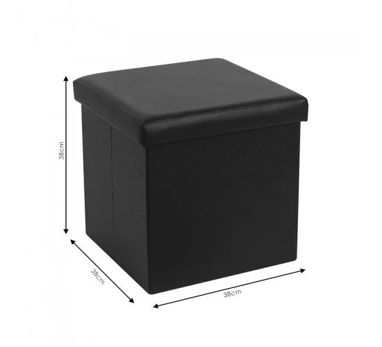 Σκαμπό-μπαούλο Crystal pu μαύρο 38x38x38εκ Υλικό: PVC MDF NORMAL FOAM 257-000012 Σκαμπό-μπαούλο Crystal pu μαύρο 38x38x38εκ Υλικό: PVC MDF NORMAL FOAM 257-000012