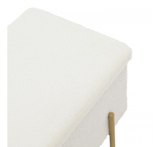Σκαμπό-μπαούλο Ziwel μπουκλέ λευκό-χρυσό 80x40x40εκ Υλικό: TEDDY FABRIC - MDF - FOAM - METAL LEGS 257-000019